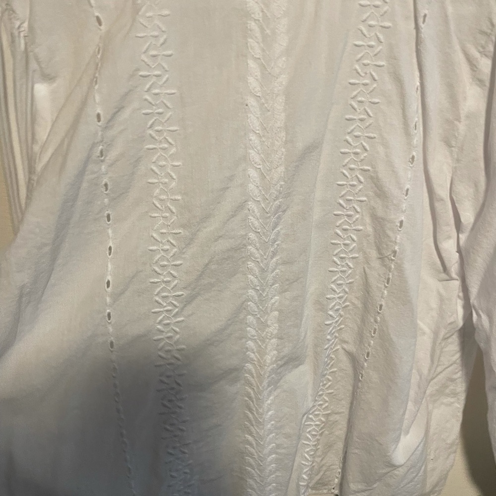 Loft White Blouse- Pattern Down Front - image 2